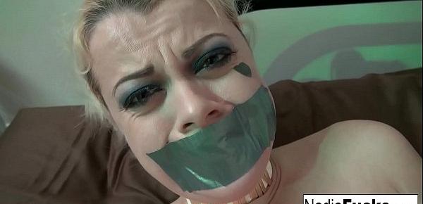  Nadia White is wrapped in plastic and groped